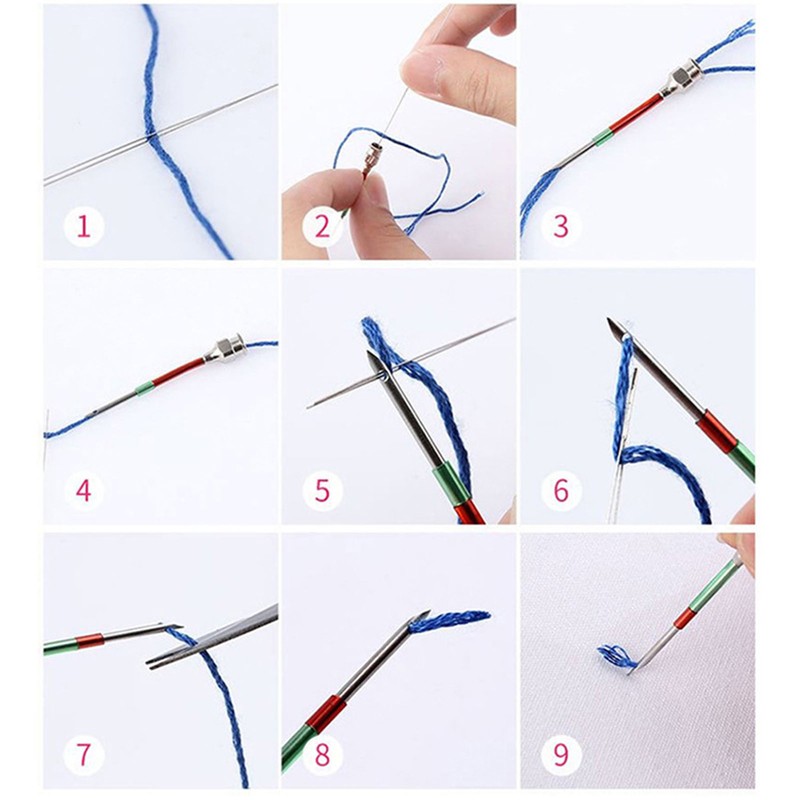 Punch Needle Set Wooden Handle Stainless Steel Ergonomic Easy Operation
