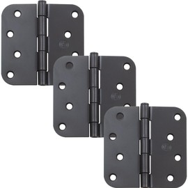 Stone Harbor Hardware 4" Door Hinges, 5/8" Radius Corner, Matte Black, 3-Pack