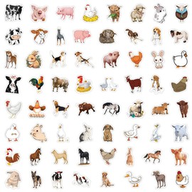 100 Pcs Farm Animal Stickers Farm Animal Barnyard Stickers Party Favors Gifts Stickers Decor Waterproof Laptop Luggage Computer Scrapbooking Teens Adults Girls Boys Cute Funny Aesthetic Sticker Packs