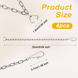 4pcs Stainless Steel Toilet Flapper Lift Chain, 9.84in Toilet Chain Replacement Kit Universal Toilet Bowl Flush Chain Silver Toilet Handle Chain with Hooks and Triangle Rings for Most Toilet Flappers