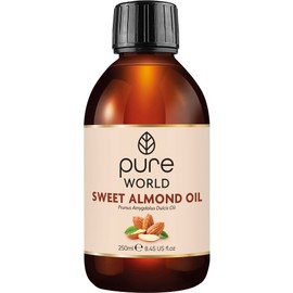Pure World Natural Almond Oil 250ML Real 100% Pure and Undiluted. Premium Quality Almond oil – Message, Skin, Nails, Body and Face, Vegan.