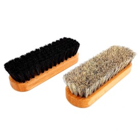 DELARA Two high-quality polishing brushes made of lacquered beech wood with handle throats, 100% soft horsehair - made in Germany