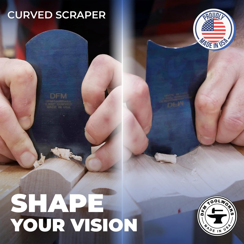 DFM Tool Works Blue Curved Cabinet Scraper Cards - Cabinet