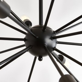 WFRDJSP Black Sputnik Chandeliers 18-Light, Large Adjustable Chandelier, Modern Mid Century Ceiling Light Fixture, Industrial Vintage Sputnik Chandelier for Kitchen Hallway Foyer Dining Room