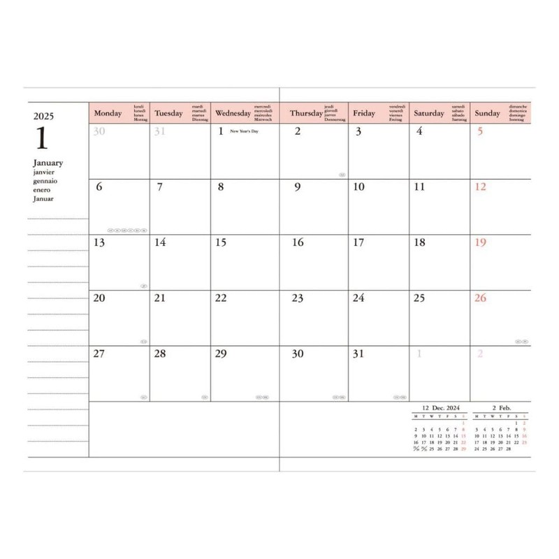 MARK'S 2024/2025 Pocket Diary A6 Vertical Mountain Green From September