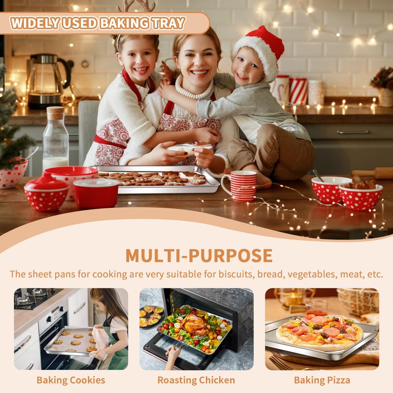 Stainless Steel Baking Sheet Set of 2, Deedro Cookie Sheet