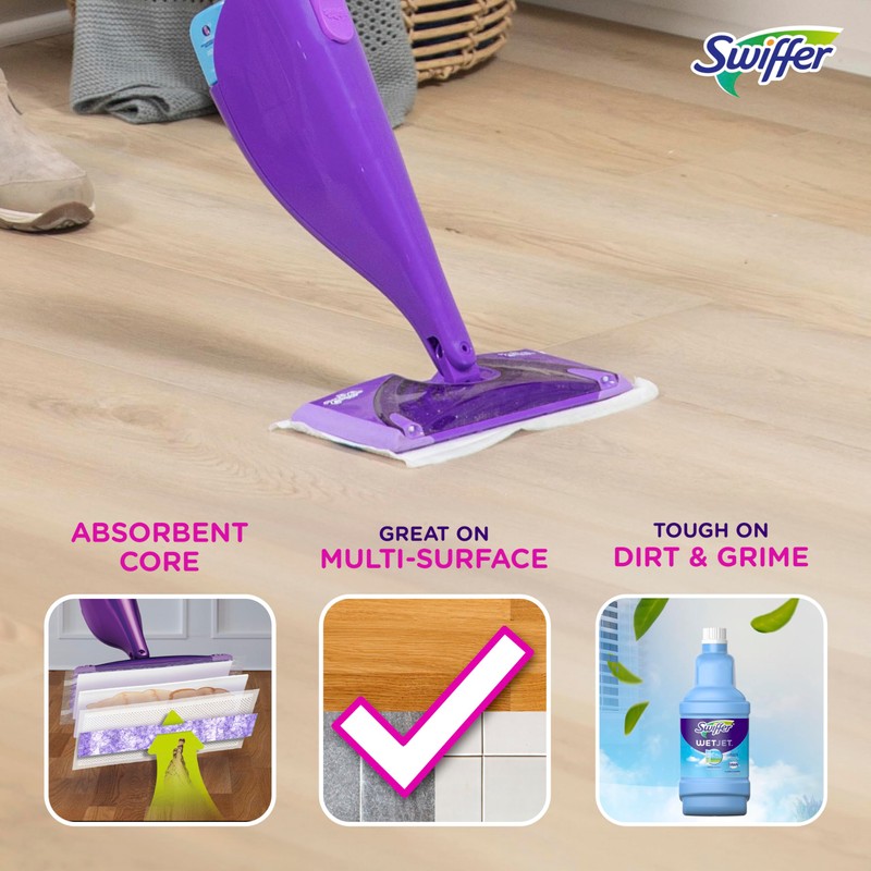 Swiffer WetJet Hardwood Floor Cleaner Spray Mop Pad Refill, Bathroom