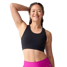 Brooks Women's Luxe Pocket Bra, Supportive Sports Bra with Pocket for Training, Workouts & Running - Black - S