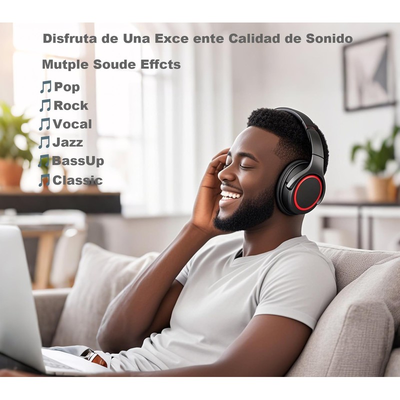 JSHIB Audifonos Inalambricos Diadema,Bluetooth 5.3 Inalámbrico,Reproducción 40 Horas,Hi-Res Audio,Capucha Ajustable