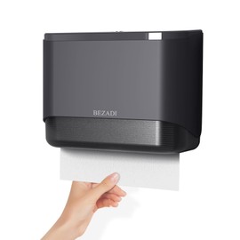 BEZADI Paper Towel Dispenser Wall Mounted, Multifold C-Fold Hand Towel Dispenser, Folded ABS Commercial Tissue Towel Dispenser for Bathroom Mall Hospital, Grey