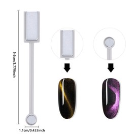 XEAOHESY 2 Pieces Cat Eye Magnet for Nails Nail Magnet Stick Tool Double-Headed Nail Art Magnet Stick Set Magnet Wand Strong Magnet Stick for Home DIY, Salon, Studio（Grey）