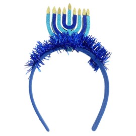 Ecuupas Hanukkah Headbands Menorah Hair Band Happy Hanukkah Hair Hoop Chanukah Felt Hairbands Ribbon Glitter Headband Design Hanukkah Party Favors for the Festival of Lights Decorations