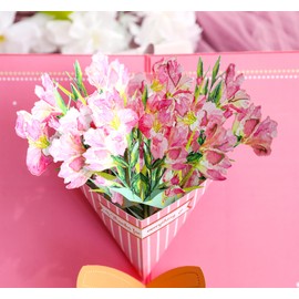 Paper Spiritz Pop Up Flower Bouquet Card, Mothers Day Cards with Message Card & Envelope, Thank You Card, 3d Birthday Card