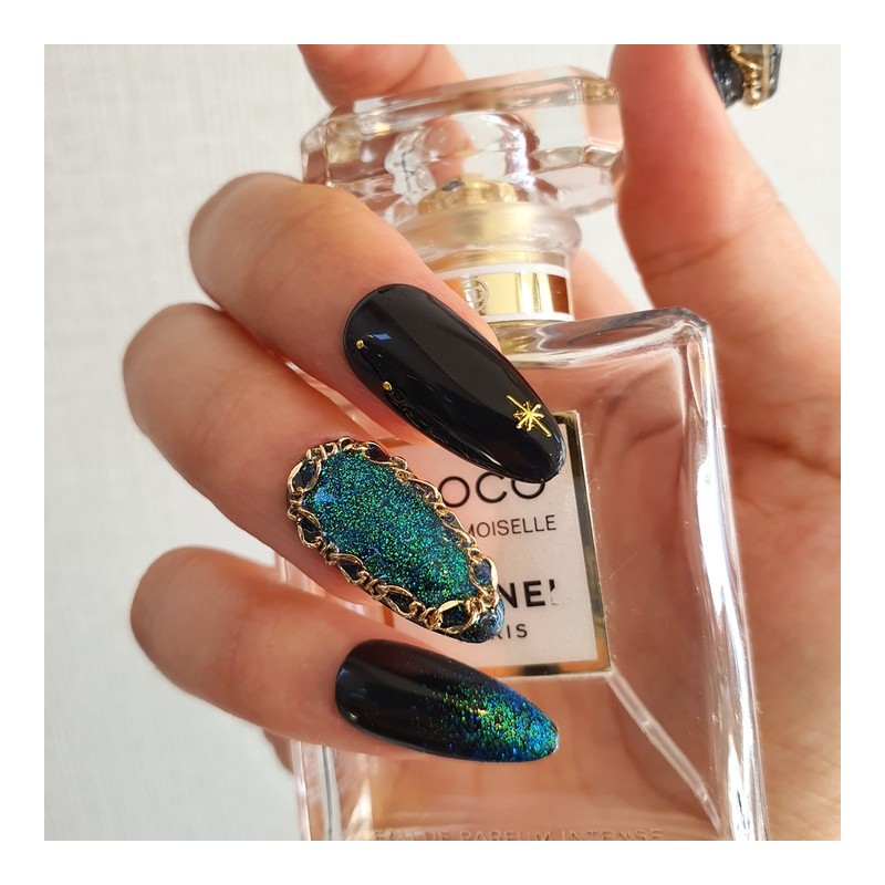 Lucia Black Square Handmade Nail Tips - Ballerina L /