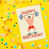 Lemon Loco Happy Birthday Weight Lifting Greeting Card, Standard Size,
