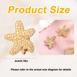 Gold Starfish Clip on Earrings, Gold Starfish Earrings Boho Star Fish Dainty Jewelry Clip for Summer Ocean Vacation Holiday Beach-Inspired Gift for Women