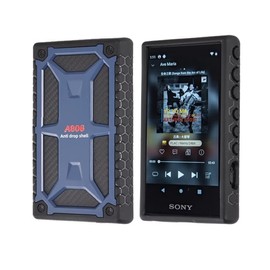 Oidealo Dual Layer Shockproof TPU Carbon Fiber Textured Hard Rugged Protective Skin Cover Shell Case for Sony Walkman NW-A300 Series NW-A306 NW-A307 (Blue)