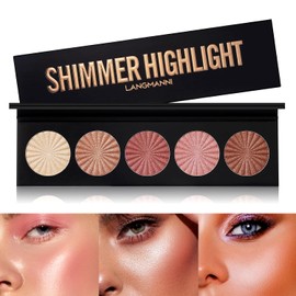 Highlighter Powder Palette, Makeup Palette, Facial Bronzers, Illuminator Palette, Highlighter, Baked, Waterproof, Durable, Brilliant Lighten Skin Colour, Face Contour Powder