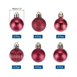 MECCANIXITY Christmas Ball Ornaments Christmas Tree Decorations Balls Wine red 1.2"/3CM for Party Decoration Wedding Holiday Christmas Decor 36Pcs