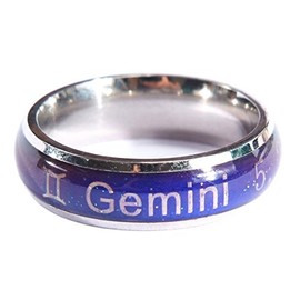 ACCHEN Mood Rings 12 Constellation Changing Color Emotion Feeling Finger Rings with Box (Gemini)