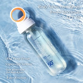 KYDA Sheer Sunscreen Mist, SPF 50 PA+++ UV Protection Sunscrren Spray for Face and Body, Infused with Centella, Lightweight Non-Greasy, Quick Drying, Water Resistant, Ring Pump Design, 3.04 fl oz