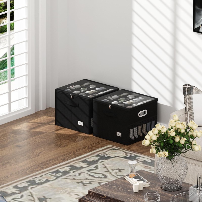 2 Pack Shoe Organizer for Closet Large Shoe Box Storage
