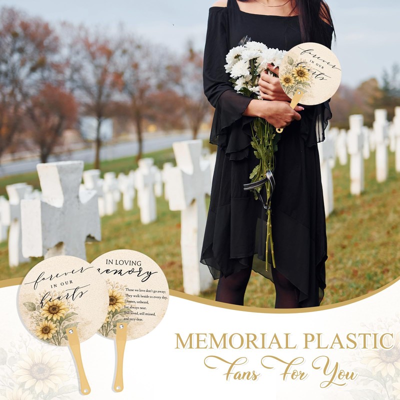100 Pcs Funeral Favors for Guests Funeral Fans Bulk, Sunflowers