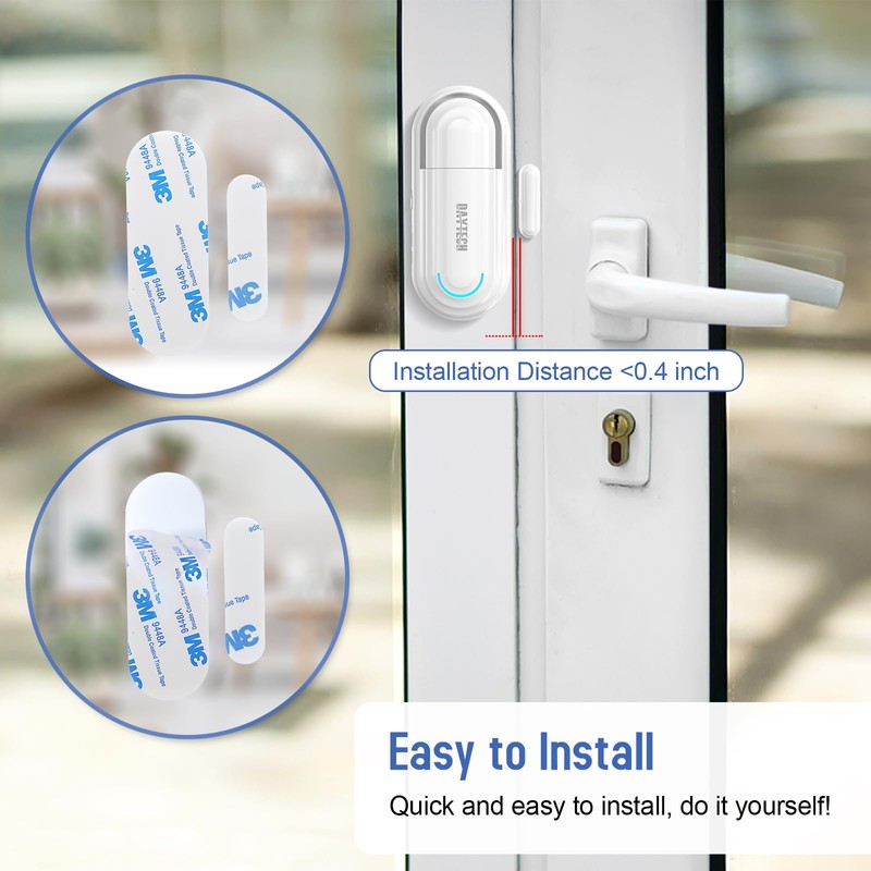 DAYTECH Door Alarm with Remote, 0-120dB Door Alarm Sensor When