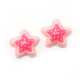 Idin Clip-on Earrings - Pink polka dot star clip-on earrings (approx. 18 x 18 mm)