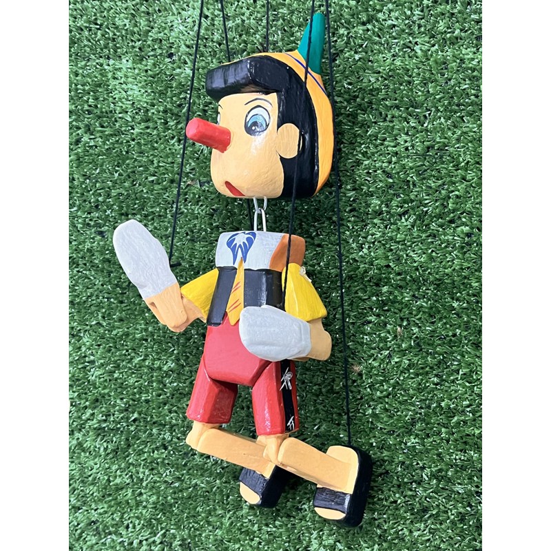 Wooden Pinocchio with Rope 25 cm Handmade in Indonesia