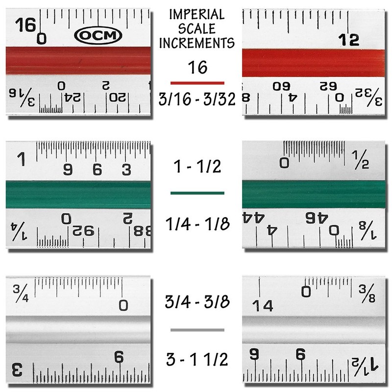 OCM 1 Triangular Architect Scale Ruler (Professional Grade Solid Aluminum)