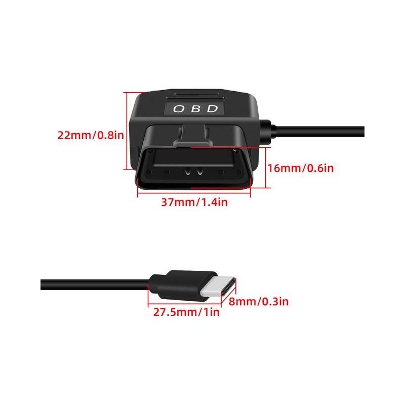 YANBORONSN OBD Power Cable for Dash Camera, OBD2 to Type