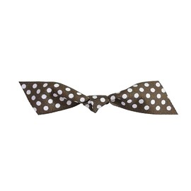 Bows - Grosgrain Dots Twist Tie Flair Bows - 2 Tails X 2in X 7/8in Ribbon Width Hot Angle Cut & 5in Twist Tie, Brown/White, 7/8 Inch, 100 Pieces