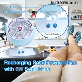 Estensoe Rechargeable Camping Fan with Light - USB/Battery Operated Fans with Remote