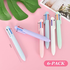 YILANJIN Pack of 6 Multicoloured Ballpoint Pens, 6 in 1 Retractable Ballpoint Pens, for Office, School Supplies, Students, Children, Nurses, Gift