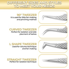 Eyelash Tweezers Pack of 4