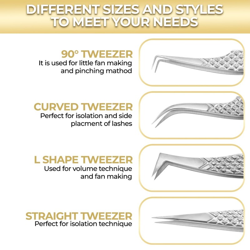 Eyelash Tweezers Pack of 4