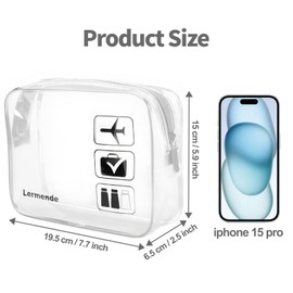 Lermende Transparent Toiletry Bag, Liquid Bag, Hand Luggage, TSA Approved Cosmetic Bag, Transparent Bag, Airport Compliant Bag, Travel Bag, Aeroplane Travel Bag, 1 Litre, 5 Clear, unisex-adult