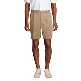 Lands' End Men's No Iron 9in Comfort Waist Pleated Front Chino Short Khaki Regular 34