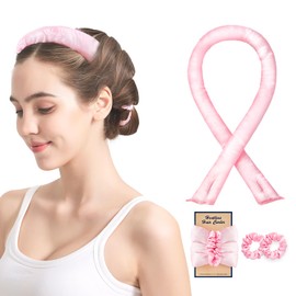 Olaemuo Satin Heatless Curler Set - Overnight Soft Curls with No Heat - Headband and Curling Rods Included - Pink