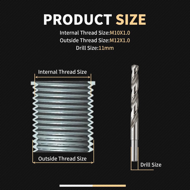 SENNMONN M10X1.0X12.7MM Thread Repair Kit with Insert HSS Drill, Tap,