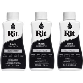 Rit 88150 Liquid Dye, Black, 8-oz. - Quantity 3