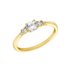 Amor 2035669 Women's Ring 925 Sterling Silver with Synthetic Zirconia Gold Comes in Jewellery Gift Box, 54 (17.2), Rhodium-plated 925 silver, Synthetic zirconia.