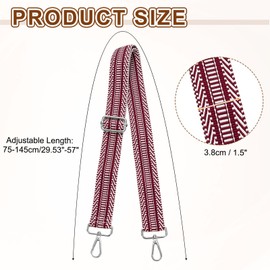 sourcing map Purse Straps Replacement Crossbody, 1.5 Inch Wide Shoulder Bag Strap Adjustable Canvas Straps for Handbag Wallet Clutch Bags with Silver Buckle, Stripe Dark Red