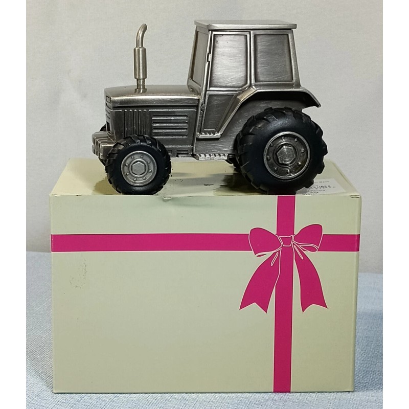 Creative Gifts International Tractor Bank Silver Farm Related Metal Vehicle