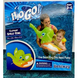 Bestway H2OGO! ELEPHANT SPRAY RING HAND PUMP INFLATABLE FLOAT AID WATER FUN KIDS