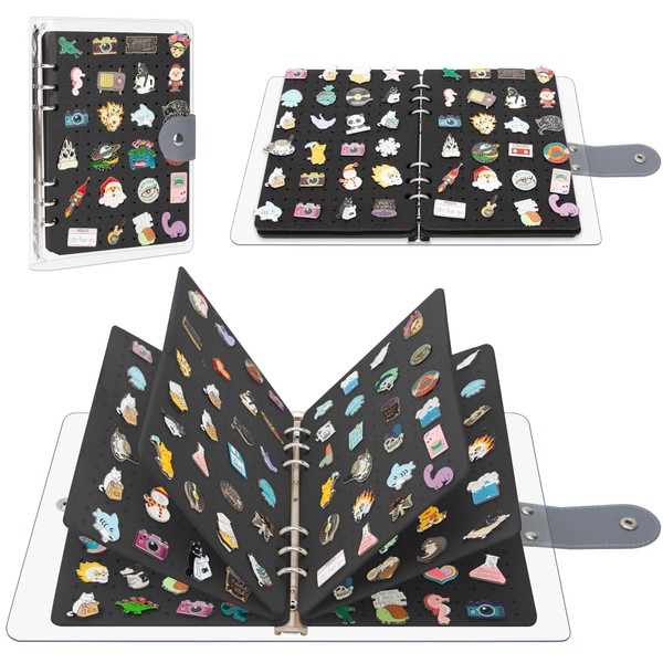 PACMAXI A5 Enamel Pin Display Book, Clear PVC Cover, Portable