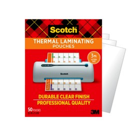Scotch Thermal Laminating Pouches, 50 Count, Clear, 3 mil., Laminate Homemade Ornaments, Christmas Banners and Gift Tags, Ideal Holiday Supplies, Fits Letter Sized (8.9 in. × 11.4 in.) Paper