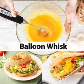 Sakgos Rechargeable Handheld Milk Frother with Stand - 3 Stainless Steel Whisks, 3-Speed Adjustable Electric Foam Maker for Coffee & Drinks