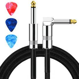 Aqdocvf Guitar Cable, Guitar Cord 6.6ft, AMP Cord for Bass & Electric Guitars/Keyboard/Mandolin, Pro Audio Instrument Cable (Right Angle to Straight, Black)